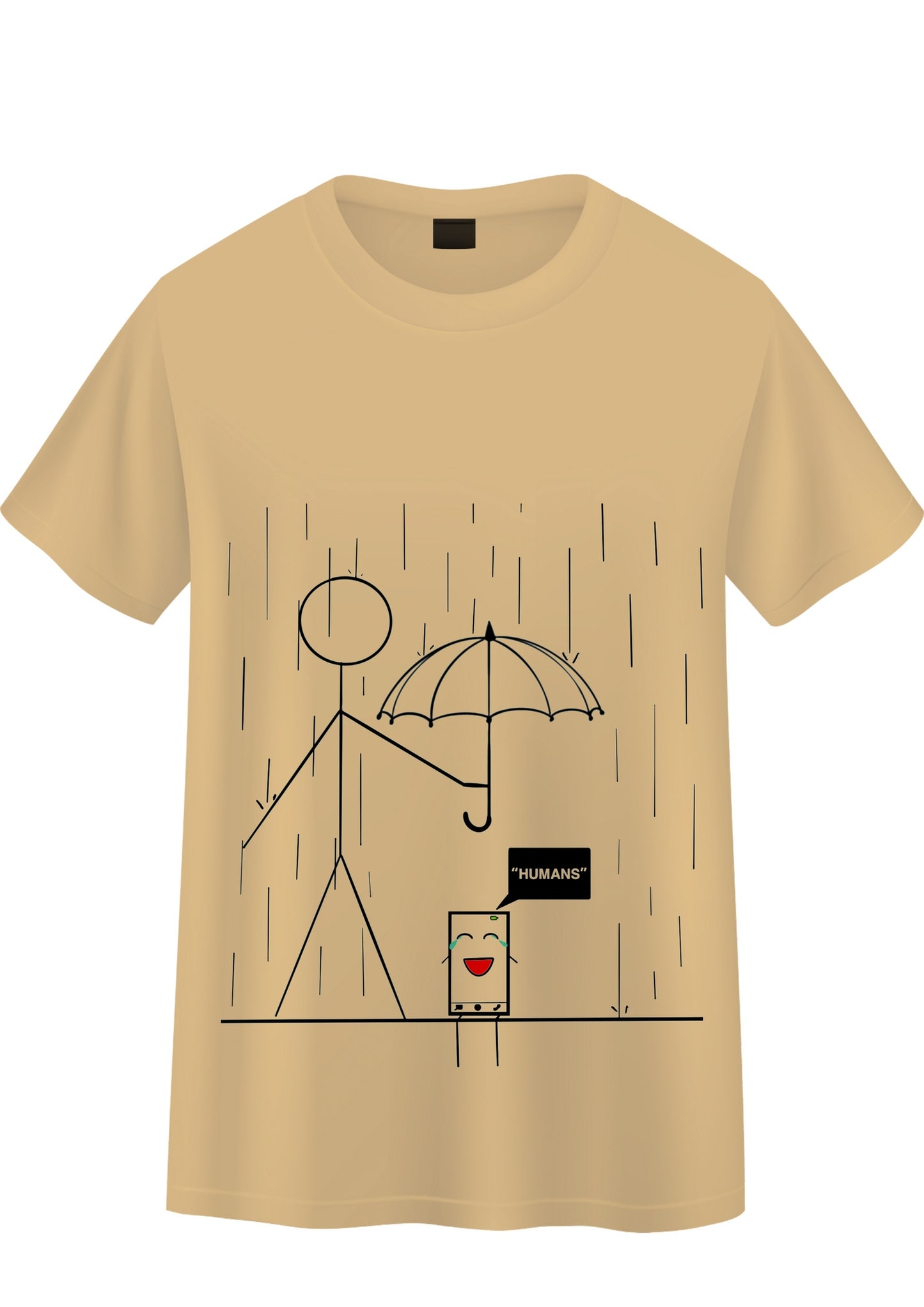 Beige stick figure oversized t-shirt
