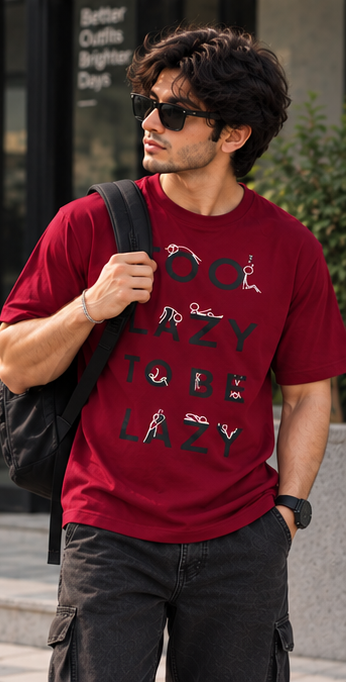 Lazy maroon oversized t-shirt