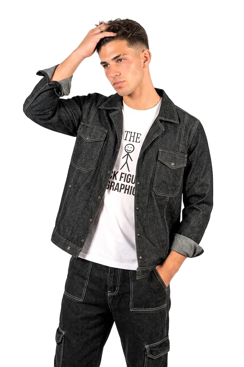 BLACK DENIM JACKET MEN