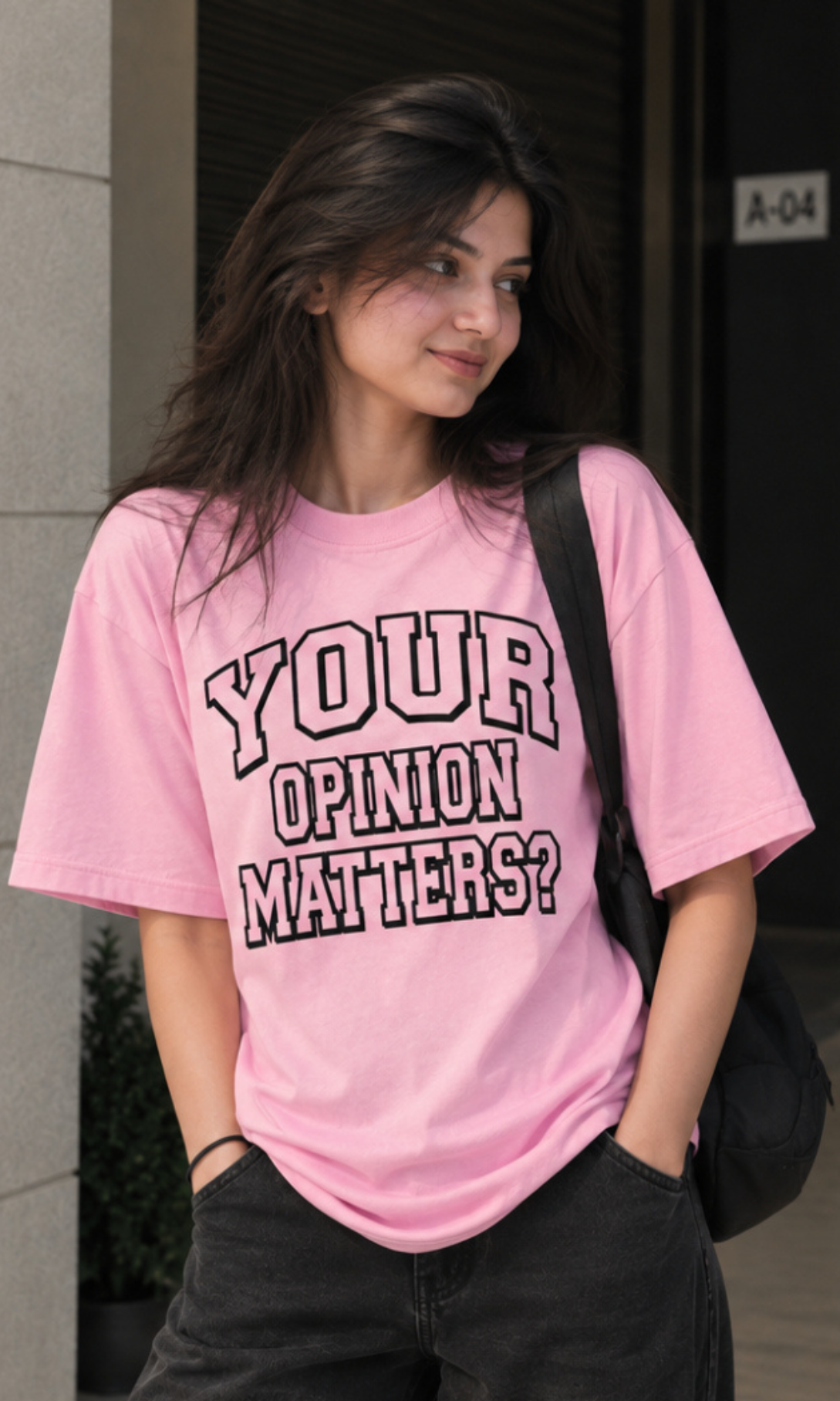Baby pink opinion oversized t-shirt WOMEN