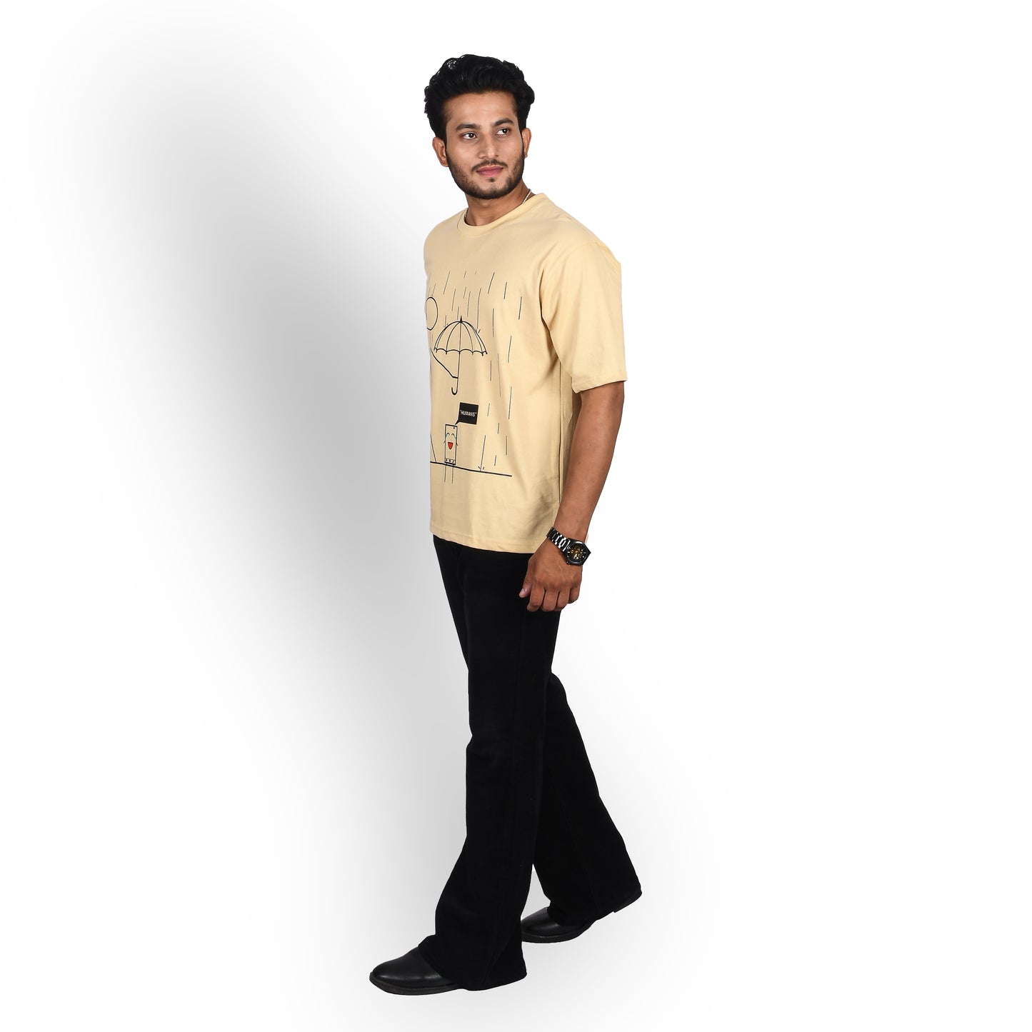 Beige stick figure oversized t-shirt