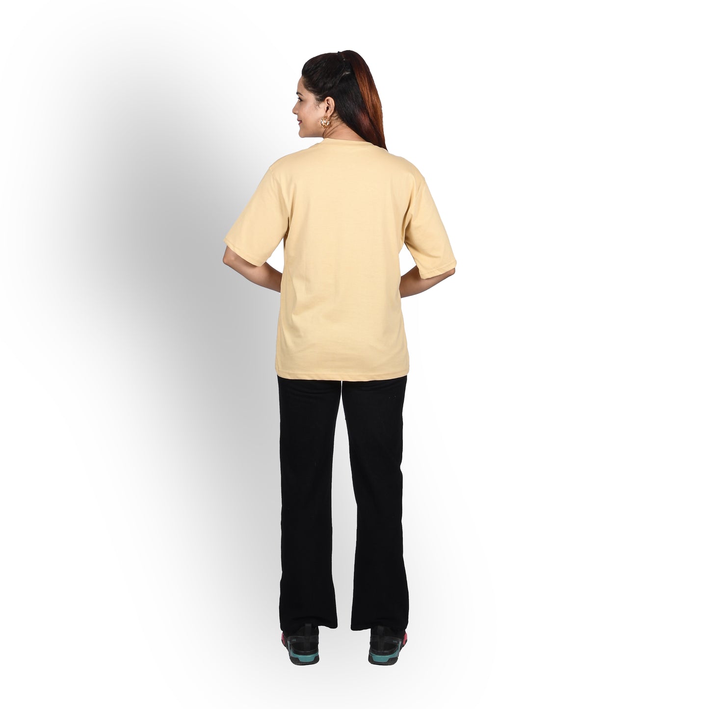 Beige stick figure oversized t-shirt