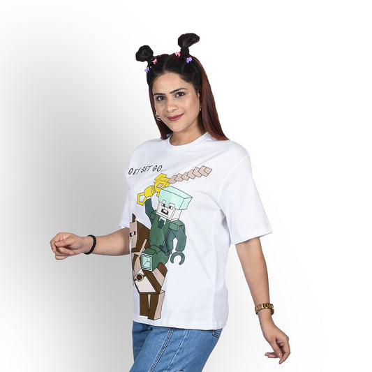 White minecraft oversized t-shirt