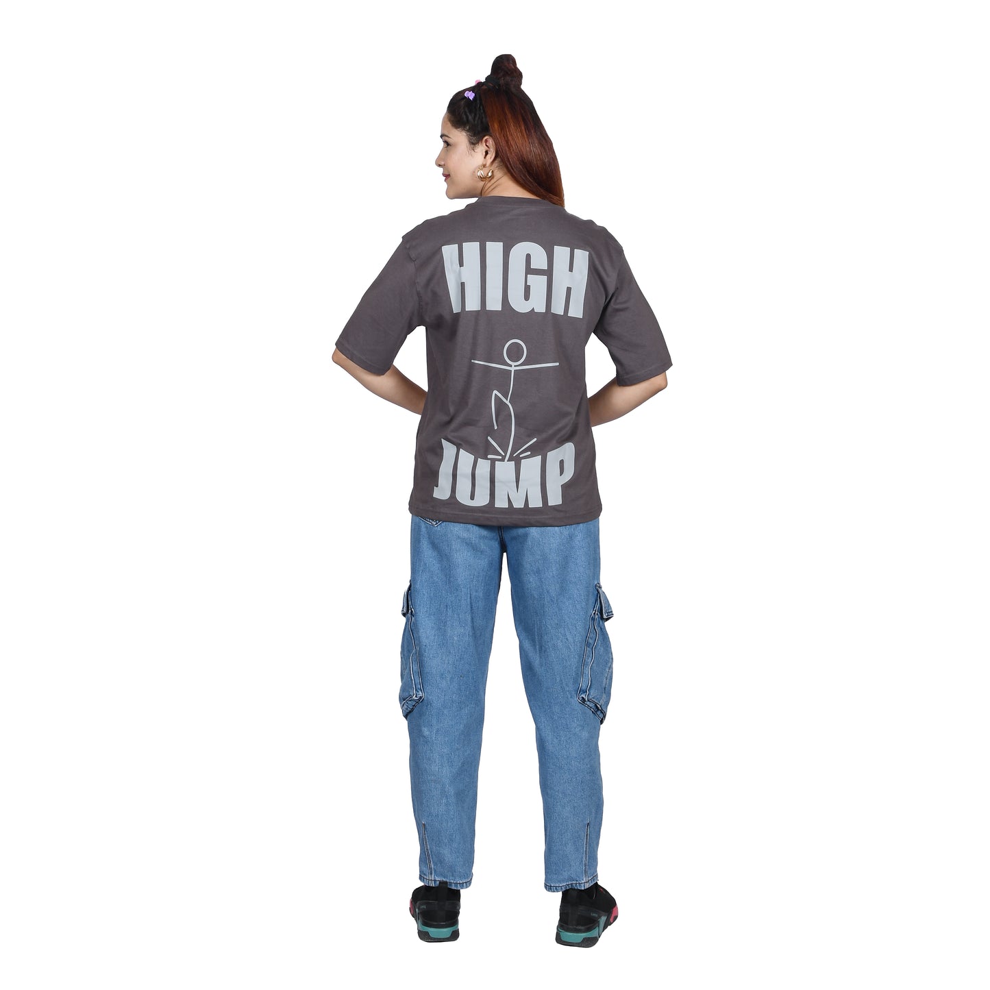 High jump grey blue oversized t-shirt WOMEN