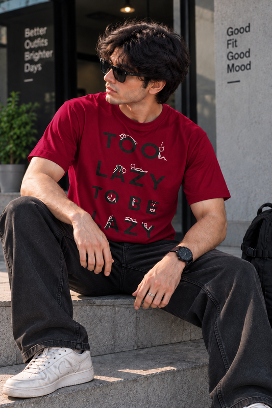 Lazy maroon oversized t-shirt