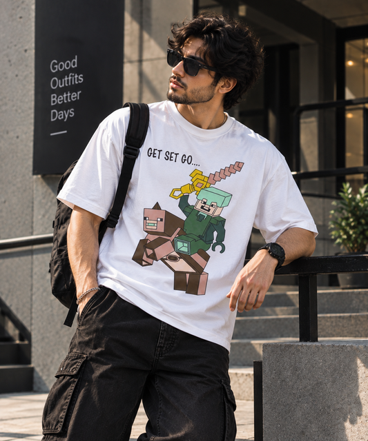 White minecraft oversized t-shirt