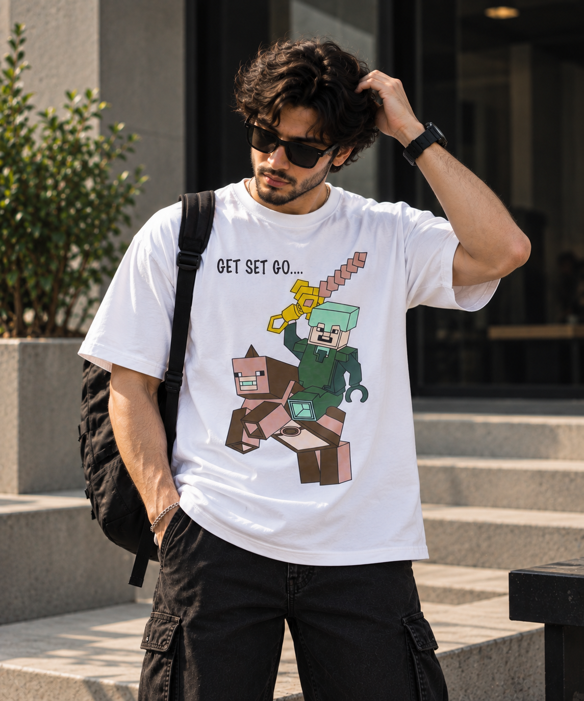 White minecraft oversized t-shirt