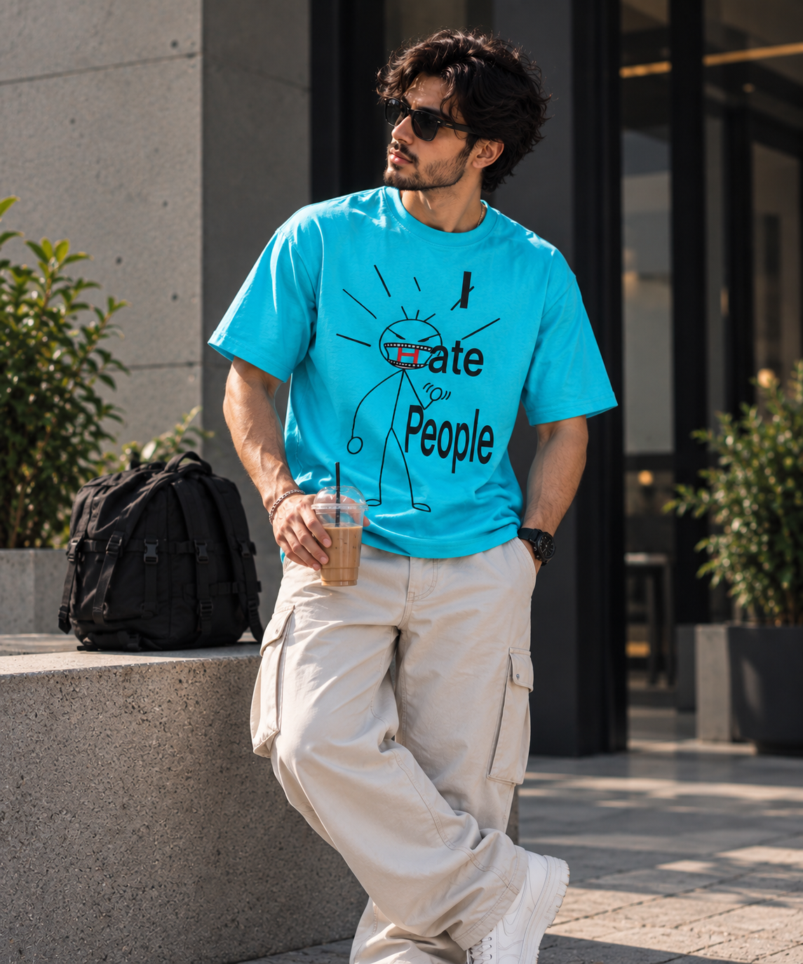 Cerulean blue oversized t-shirt