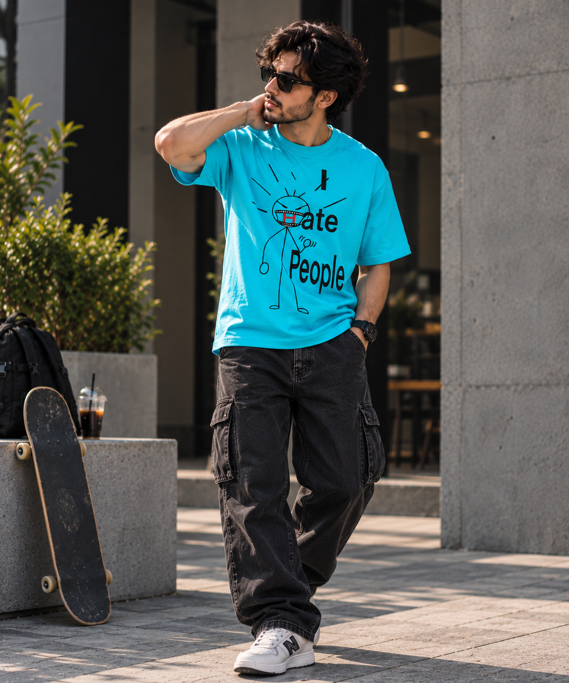 Cerulean blue oversized t-shirt