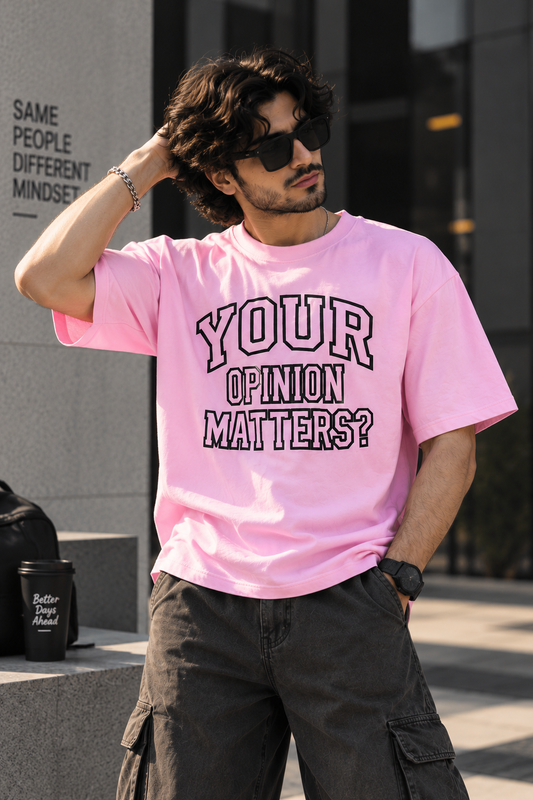 Baby pink opinion oversized t-shirt