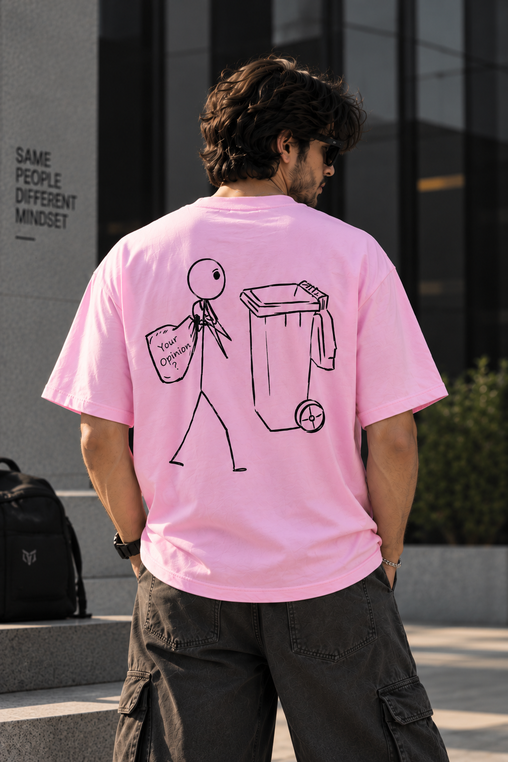 Baby pink opinion oversized t-shirt