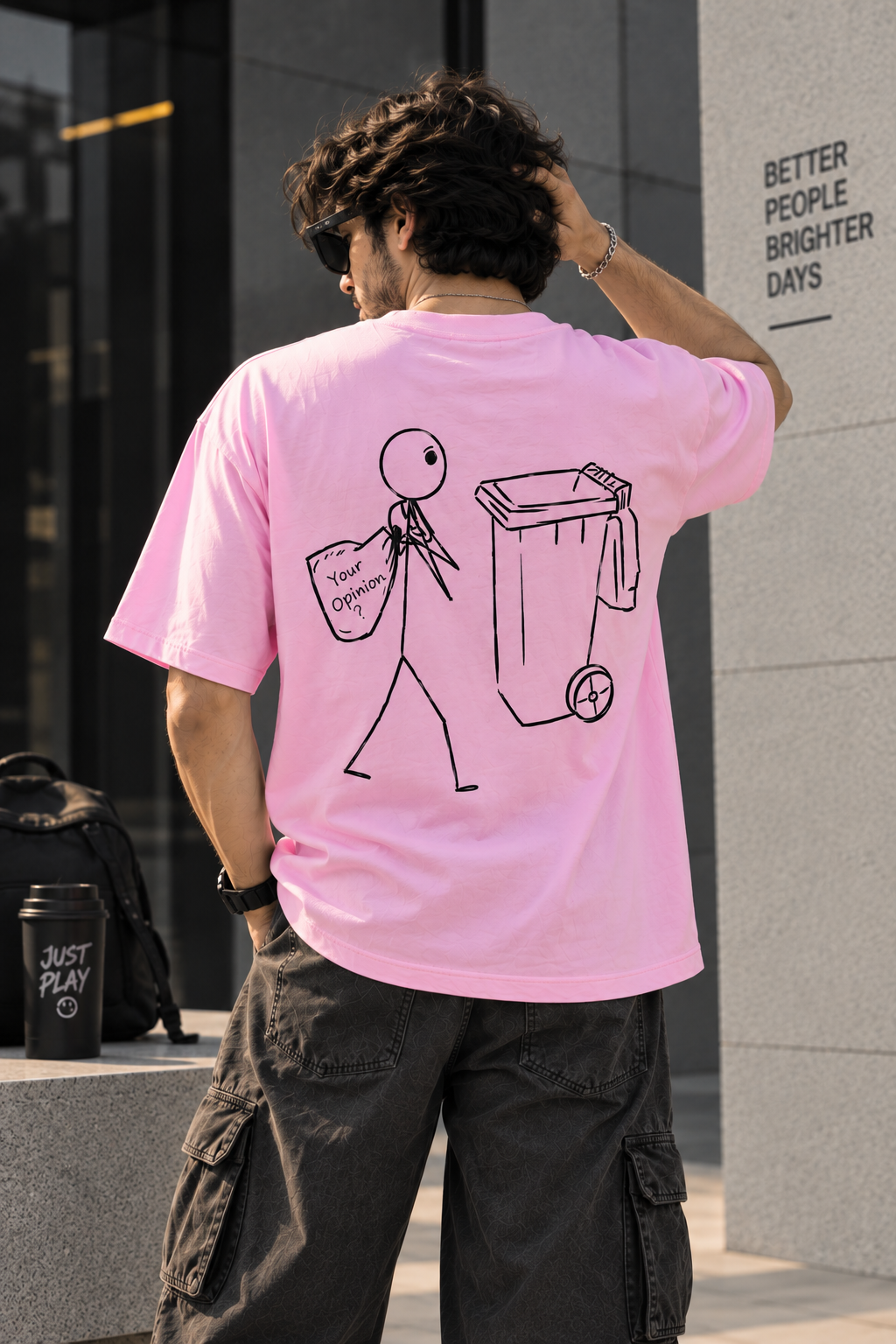 Baby pink opinion oversized t-shirt