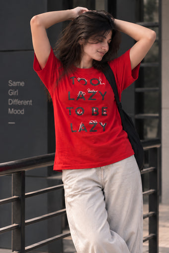 Lazy maroon oversized t-shirt WOMEN
