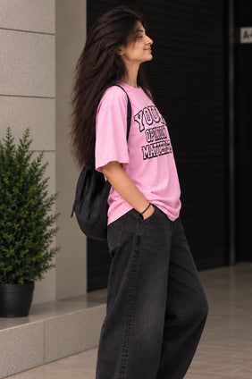 Baby pink opinion oversized t-shirt WOMEN