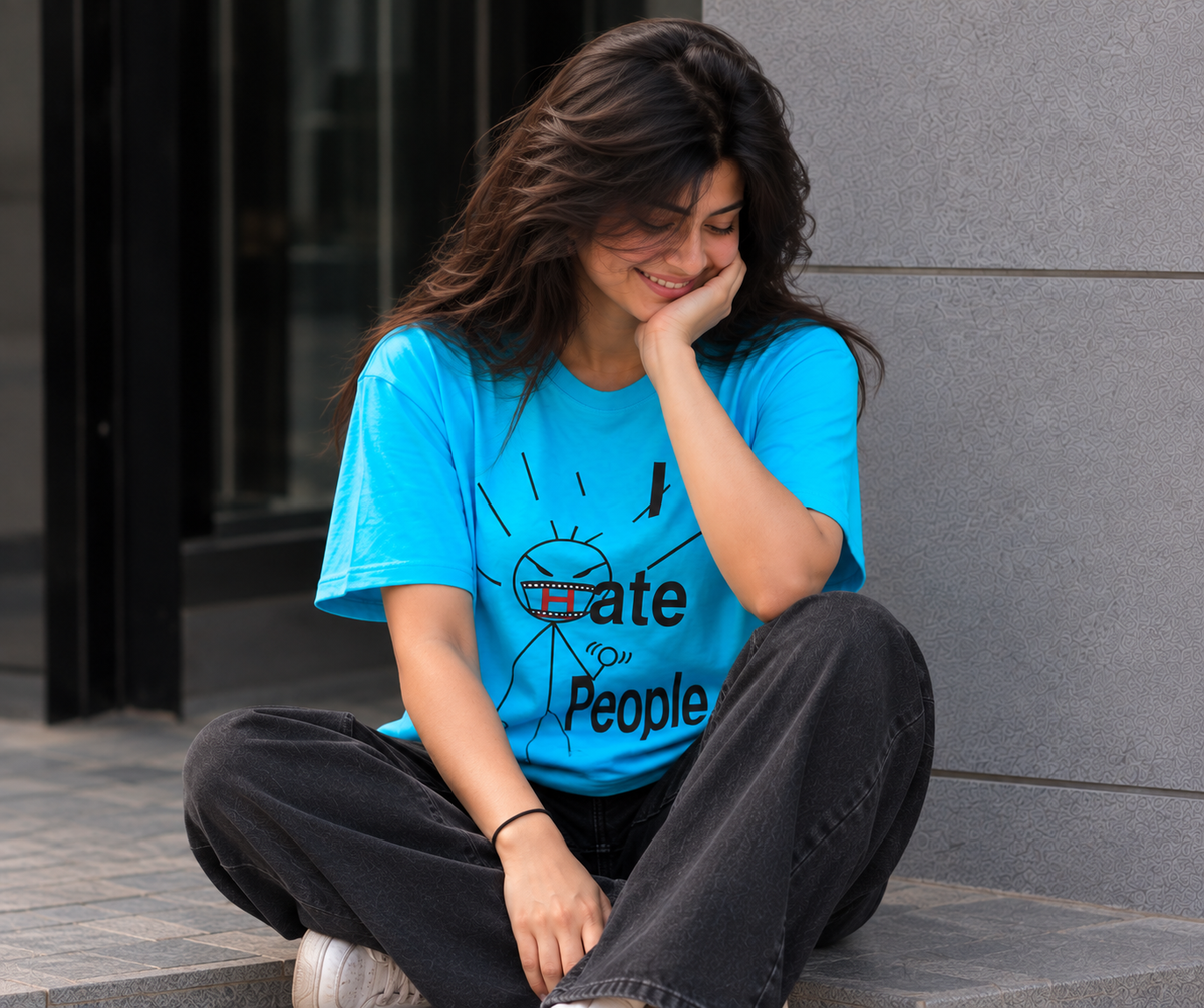 Cerulean blue oversized t-shirt WOMEN