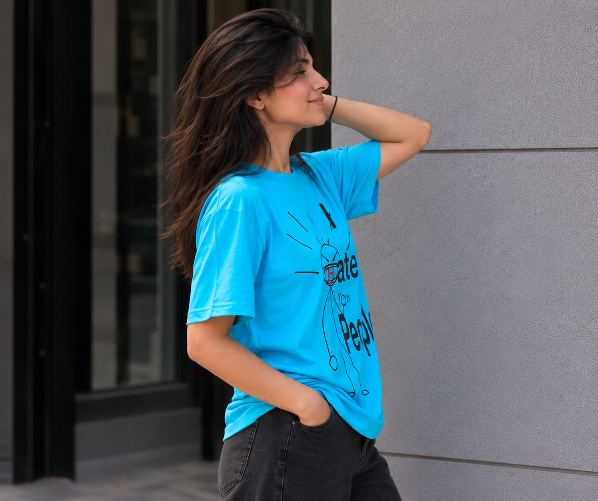 Cerulean blue oversized t-shirt WOMEN