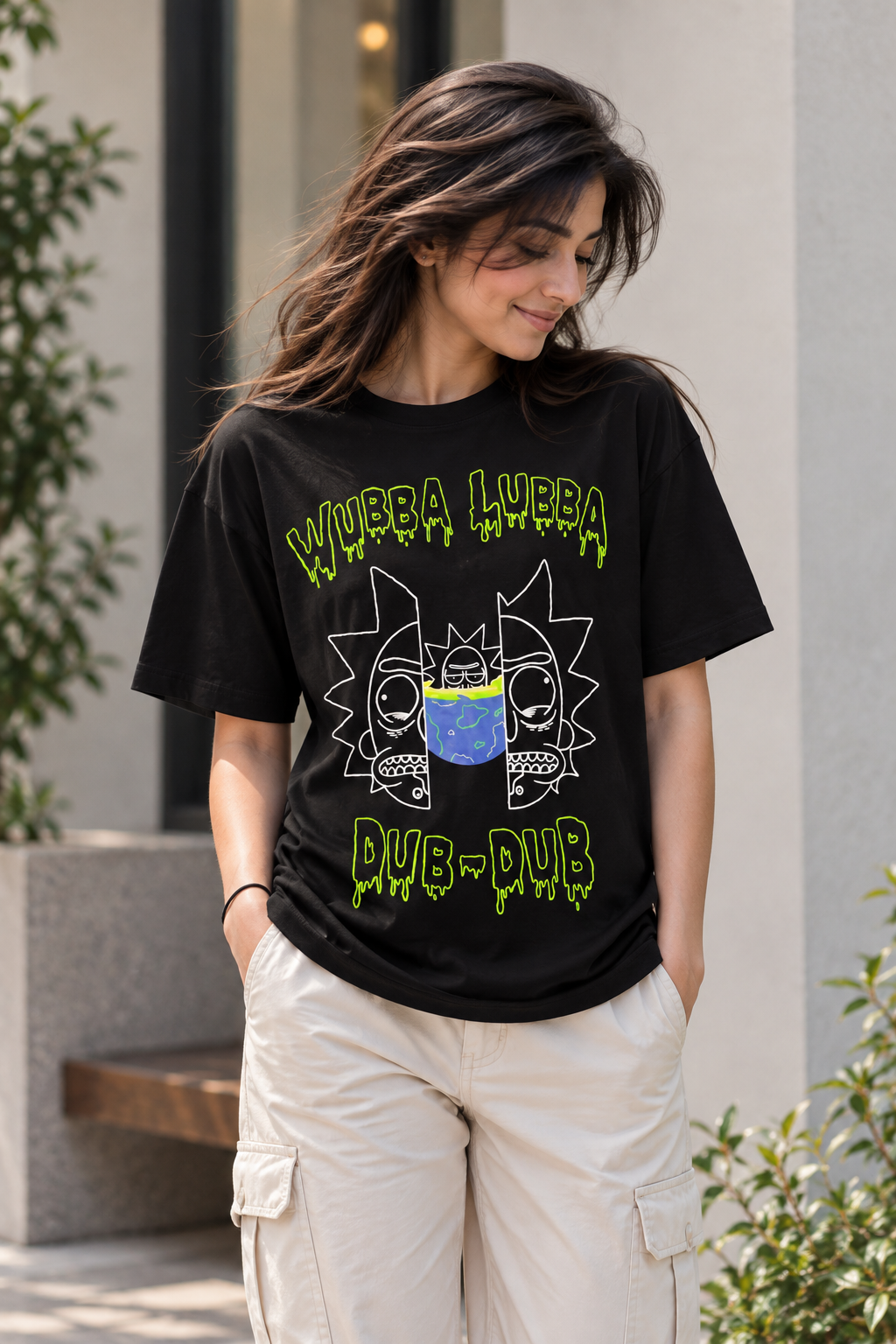 Black dub_dub oversized t-shirt  WOMEN