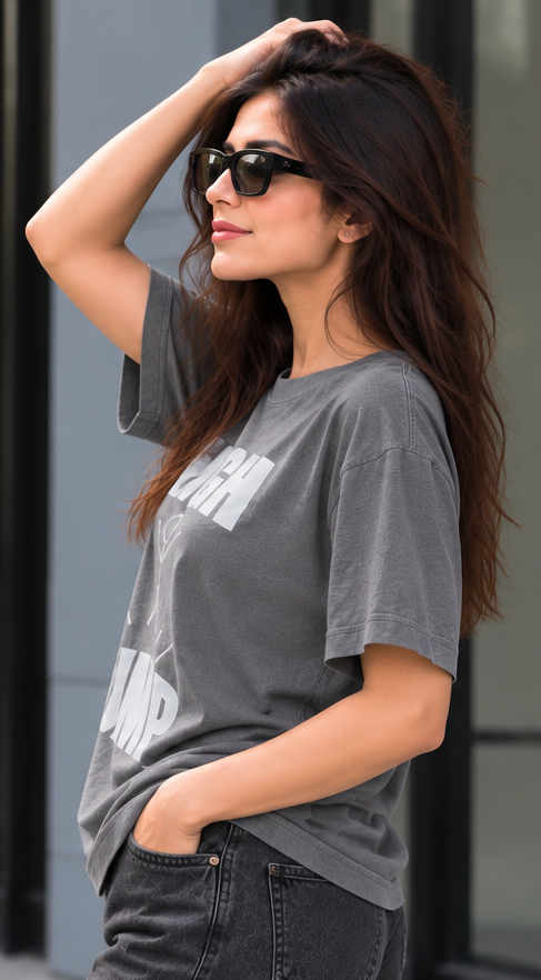 High jump grey blue oversized t-shirt WOMEN