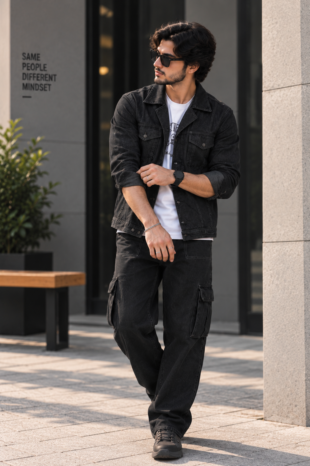 BLACK DENIM JACKET MEN