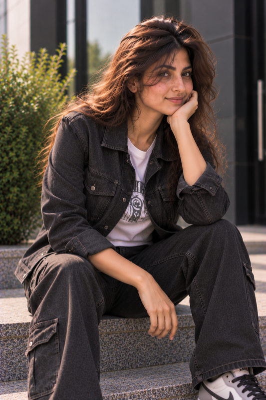 BLACK DENIM JACKET WOMEN