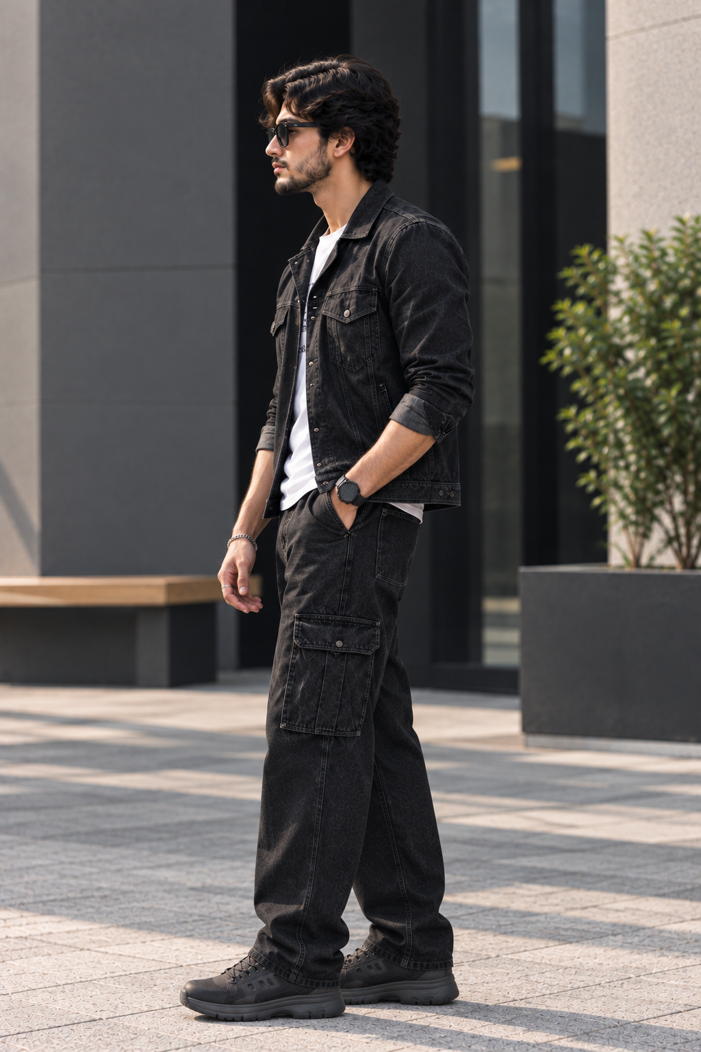 BLACK DENIM JACKET MEN