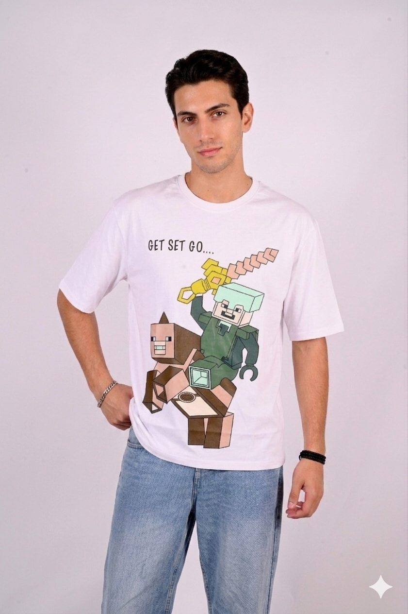 White minecraft oversized t-shirt