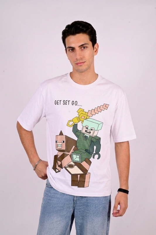 White minecraft oversized t-shirt