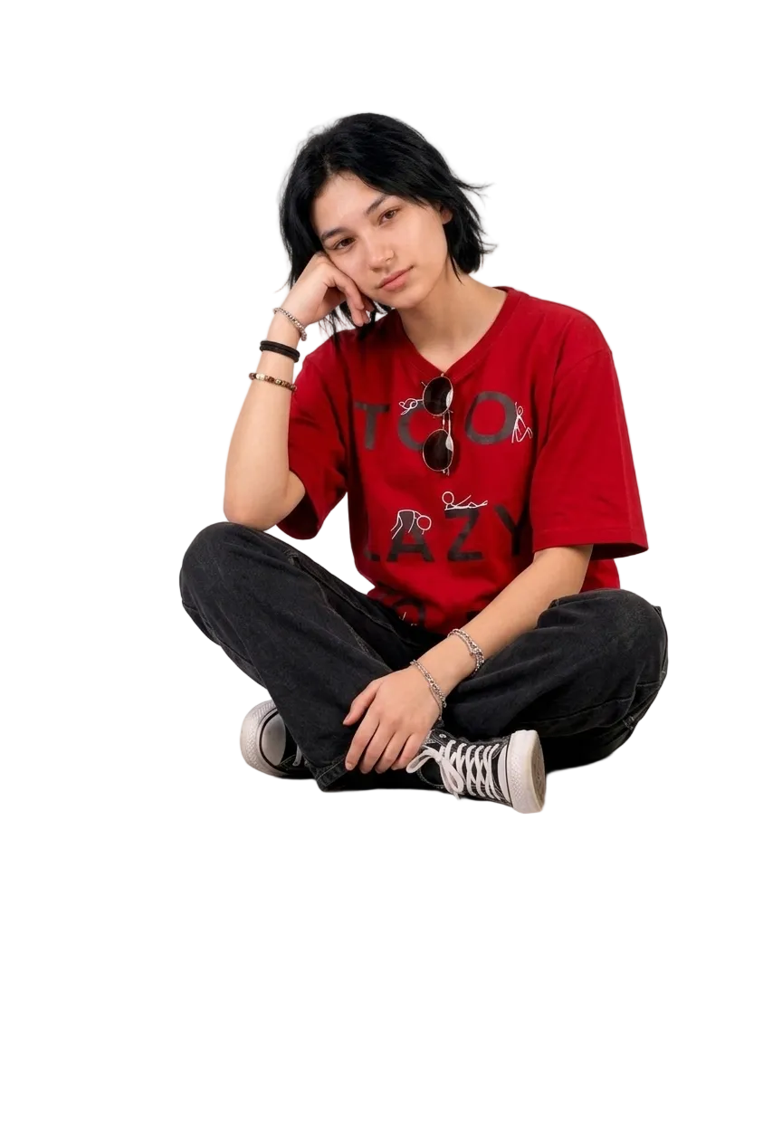 Lazy maroon oversized t-shirt WOMEN