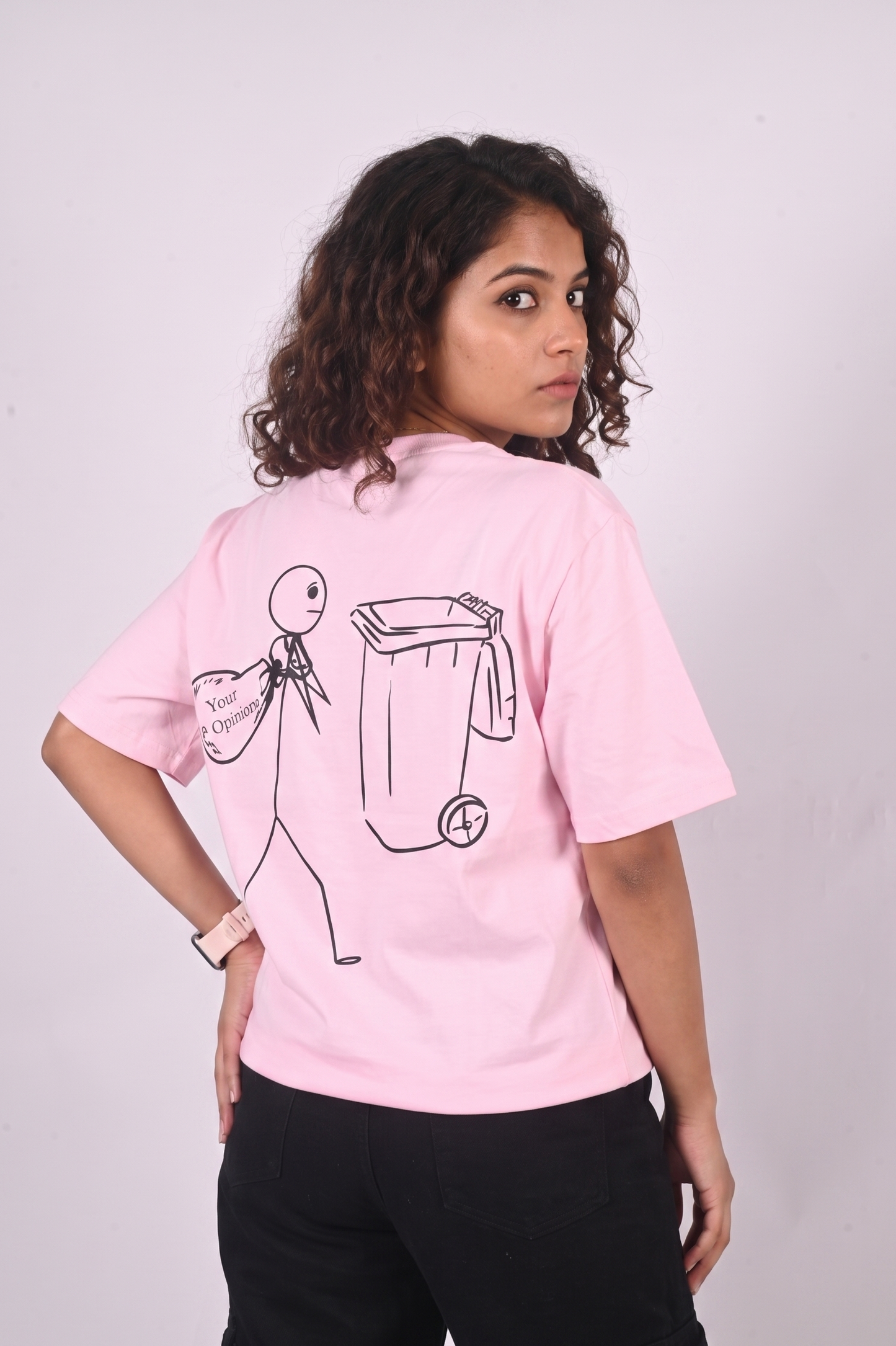 Baby pink opinion oversized t-shirt WOMEN