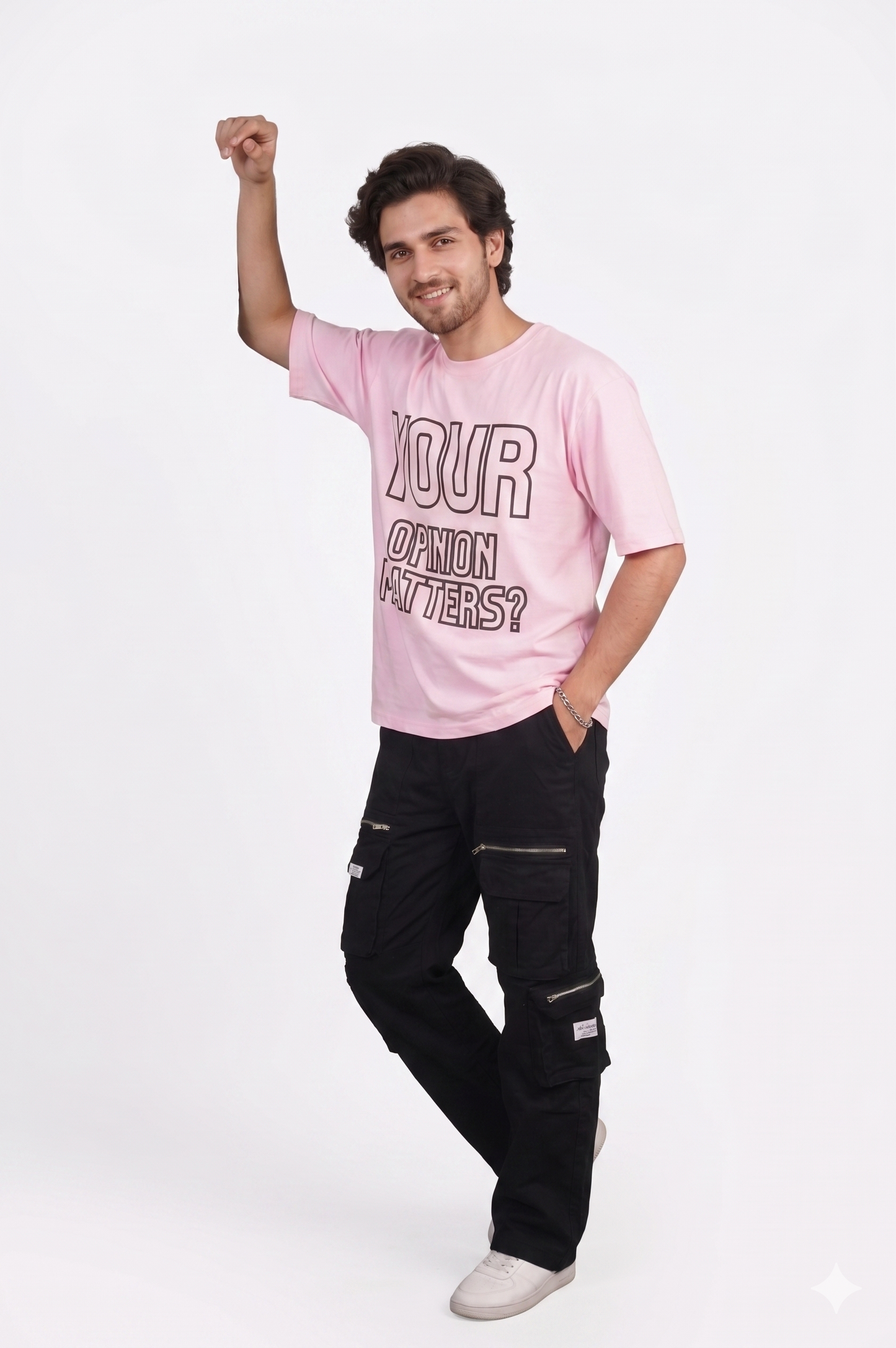 Baby pink opinion oversized t-shirt
