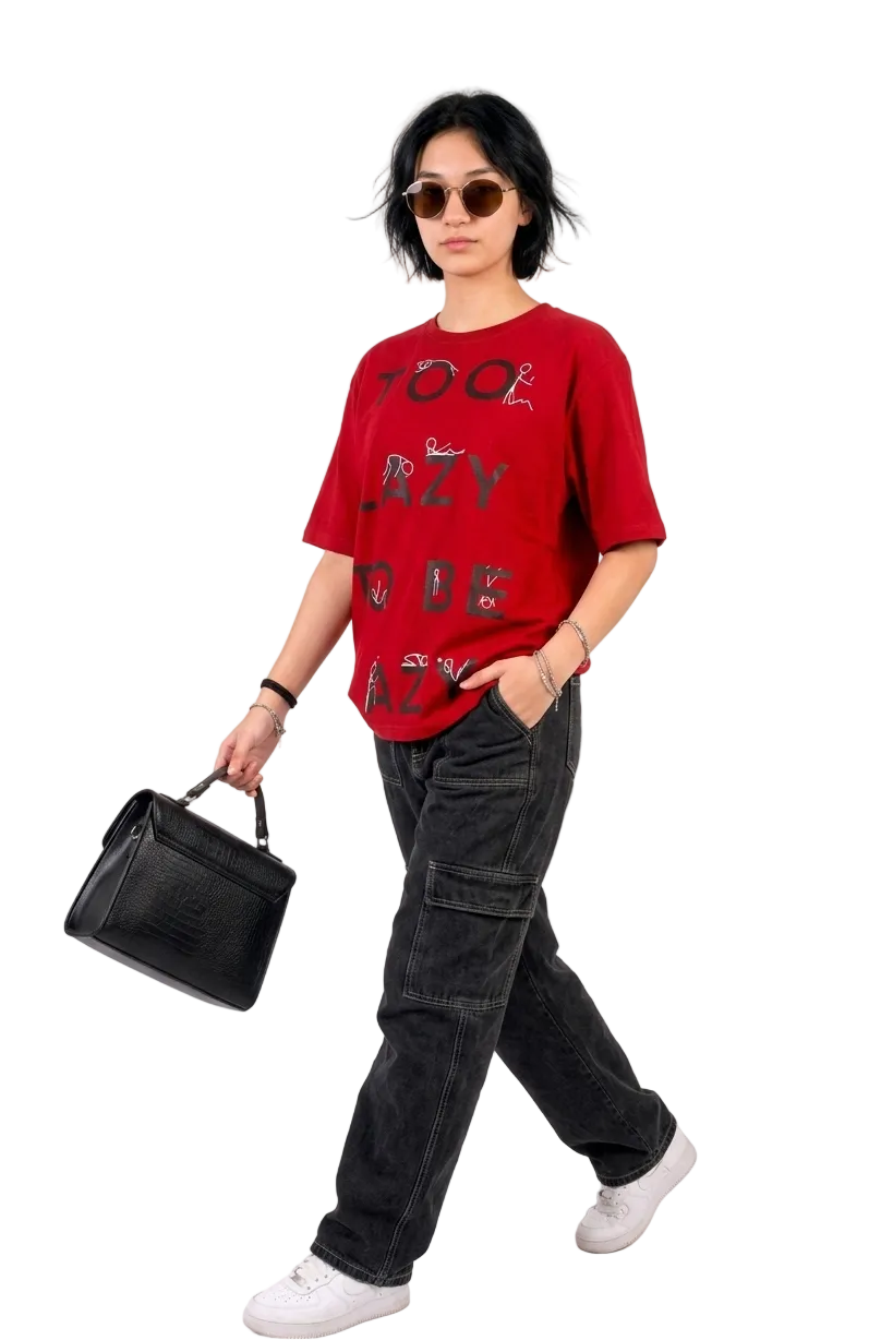 Lazy maroon oversized t-shirt WOMEN