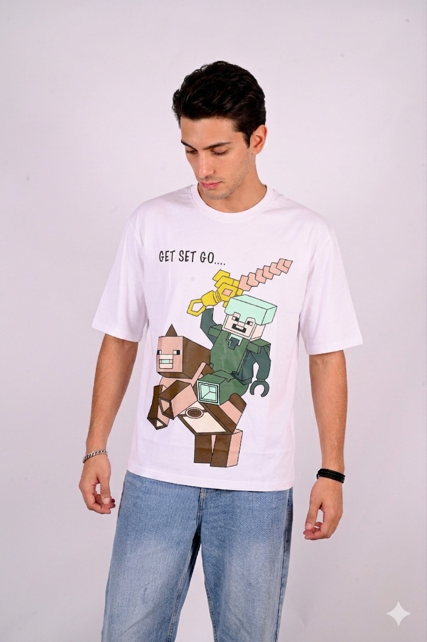 White minecraft oversized t-shirt