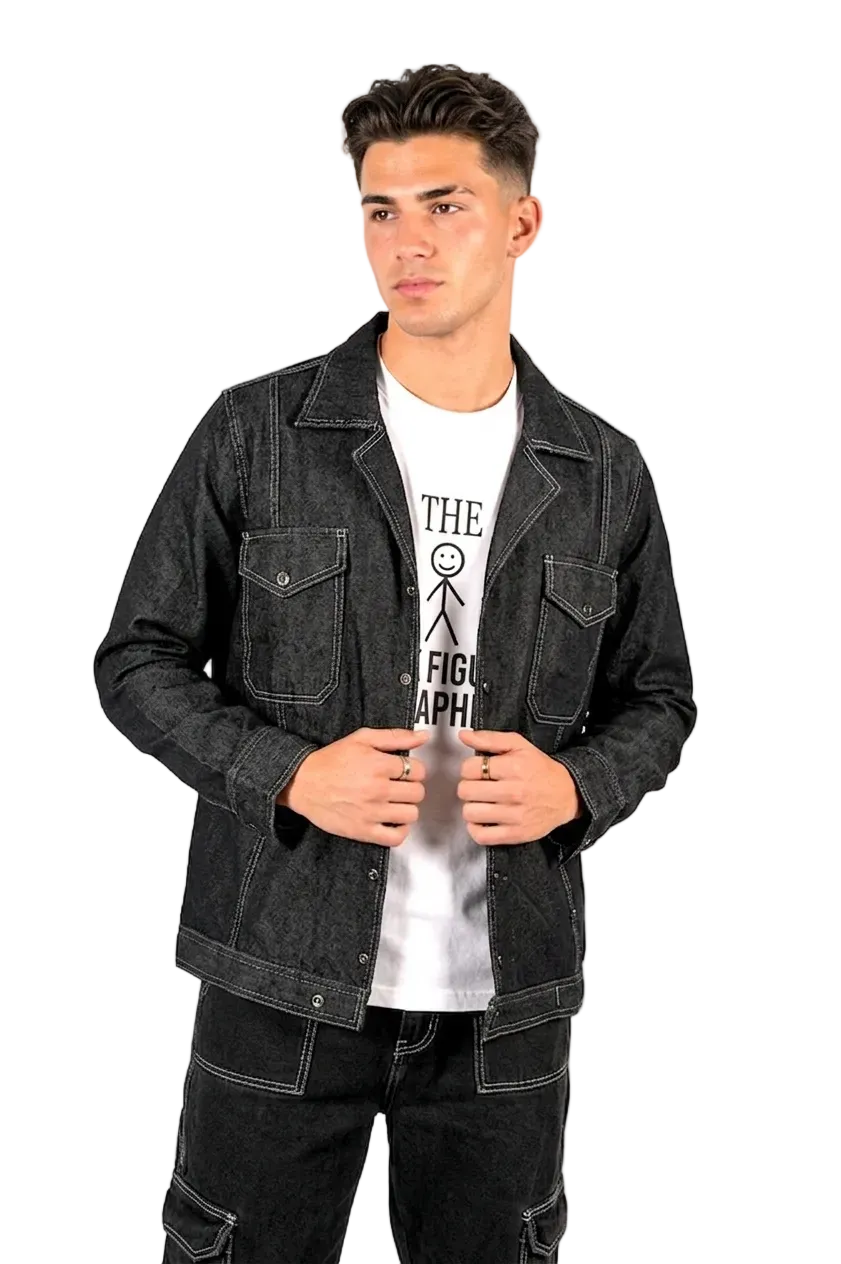 BLACK DENIM JACKET MEN