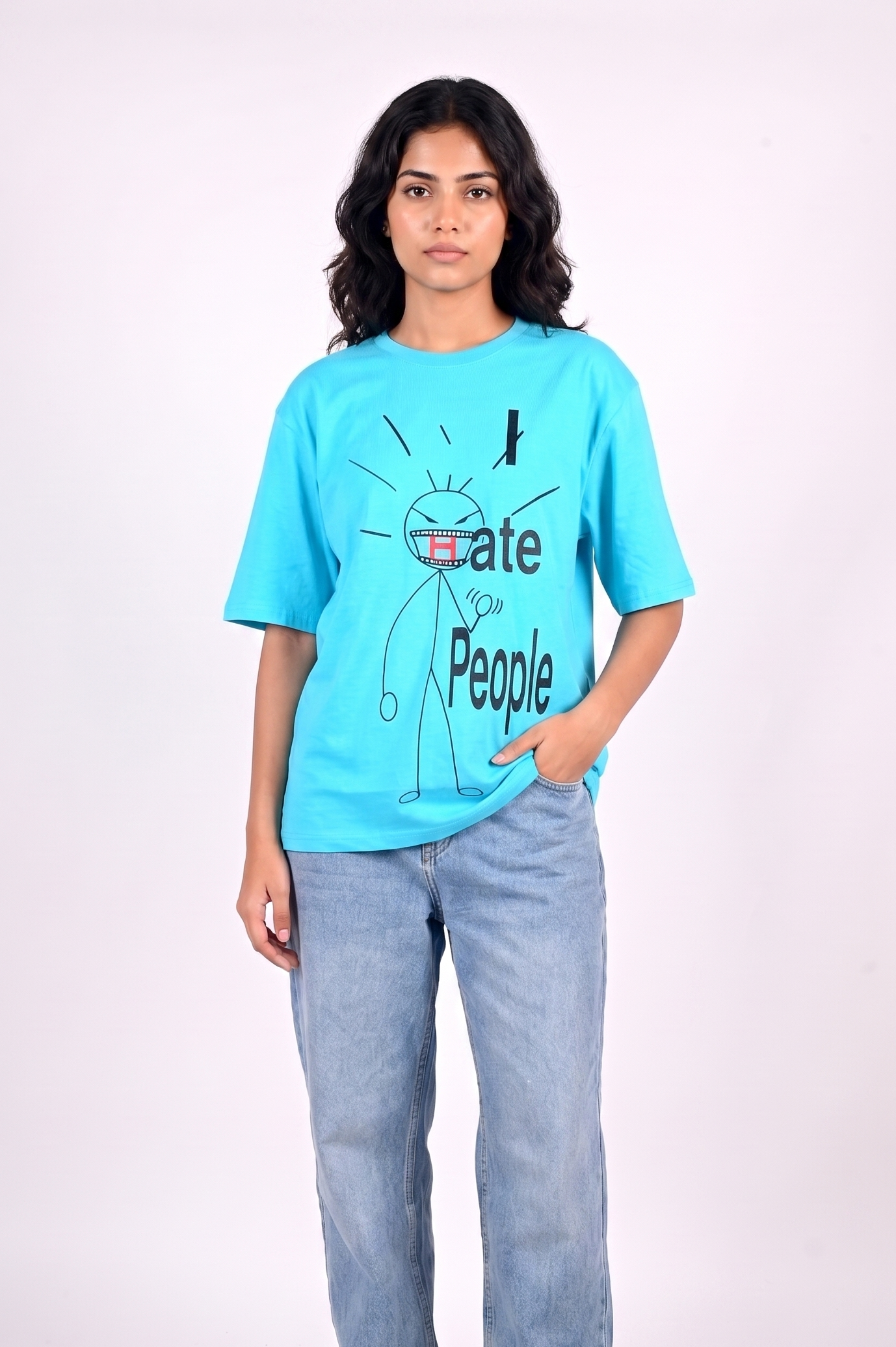Cerulean blue oversized t-shirt WOMEN