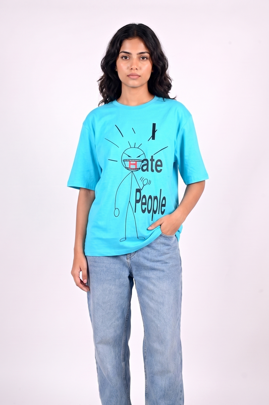 Cerulean blue oversized t-shirt WOMEN