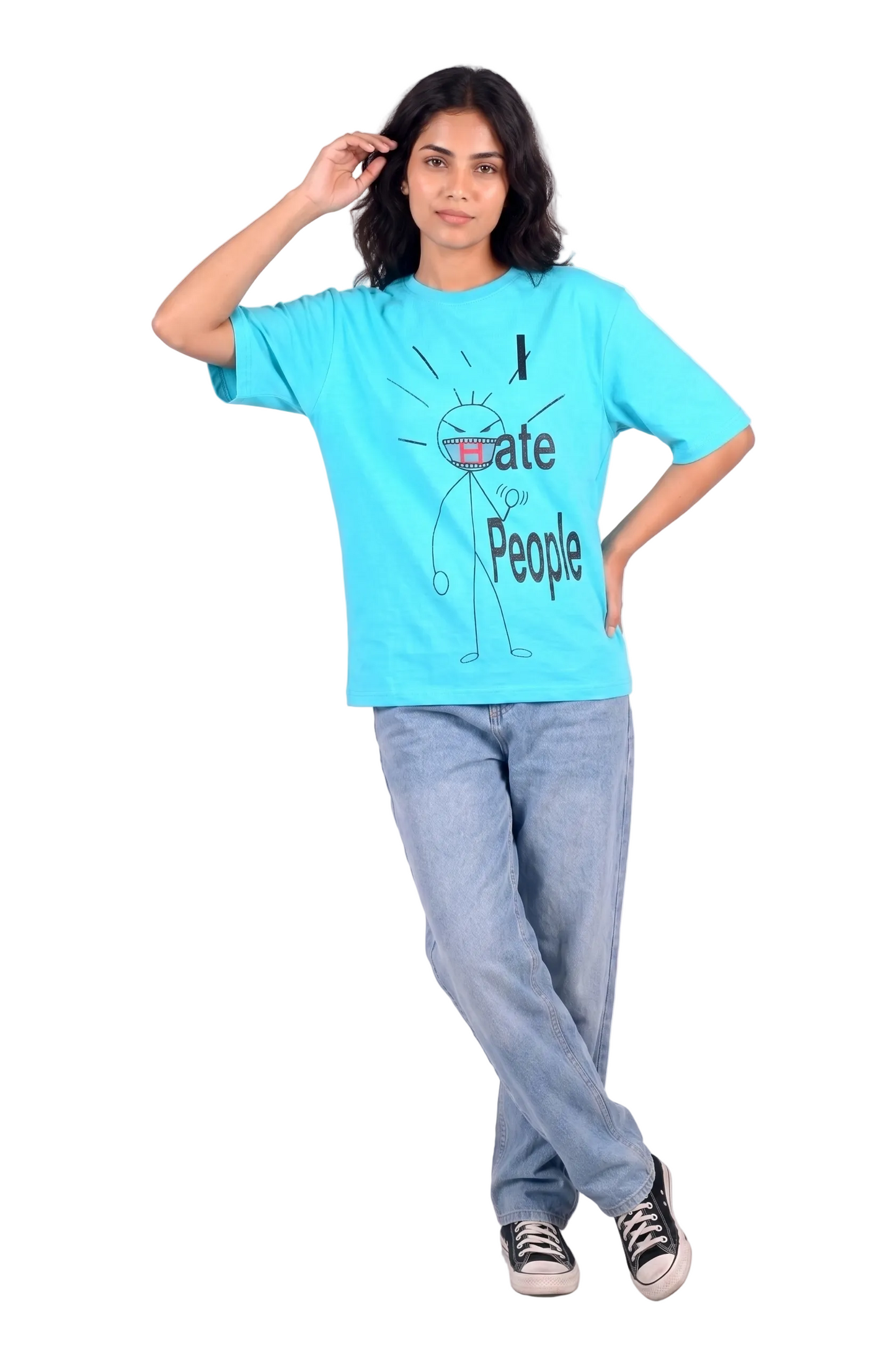 Cerulean blue oversized t-shirt WOMEN