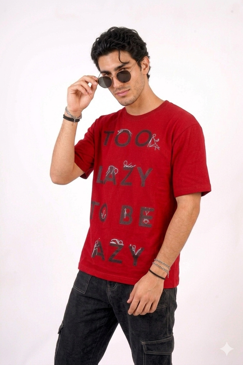 Lazy maroon oversized t-shirt