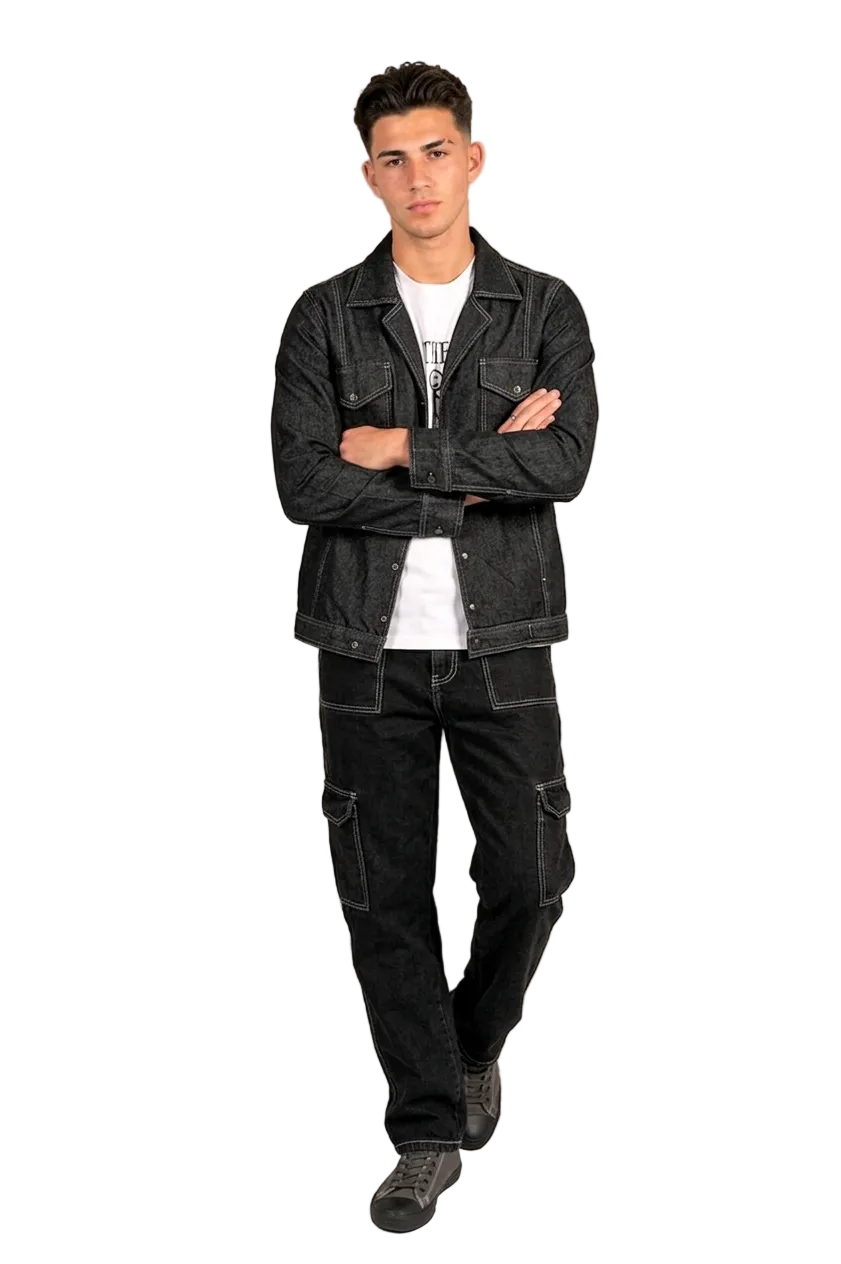 BLACK DENIM JACKET MEN