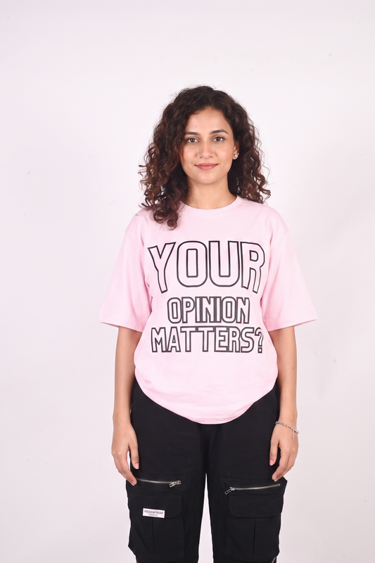 Baby pink opinion oversized t-shirt