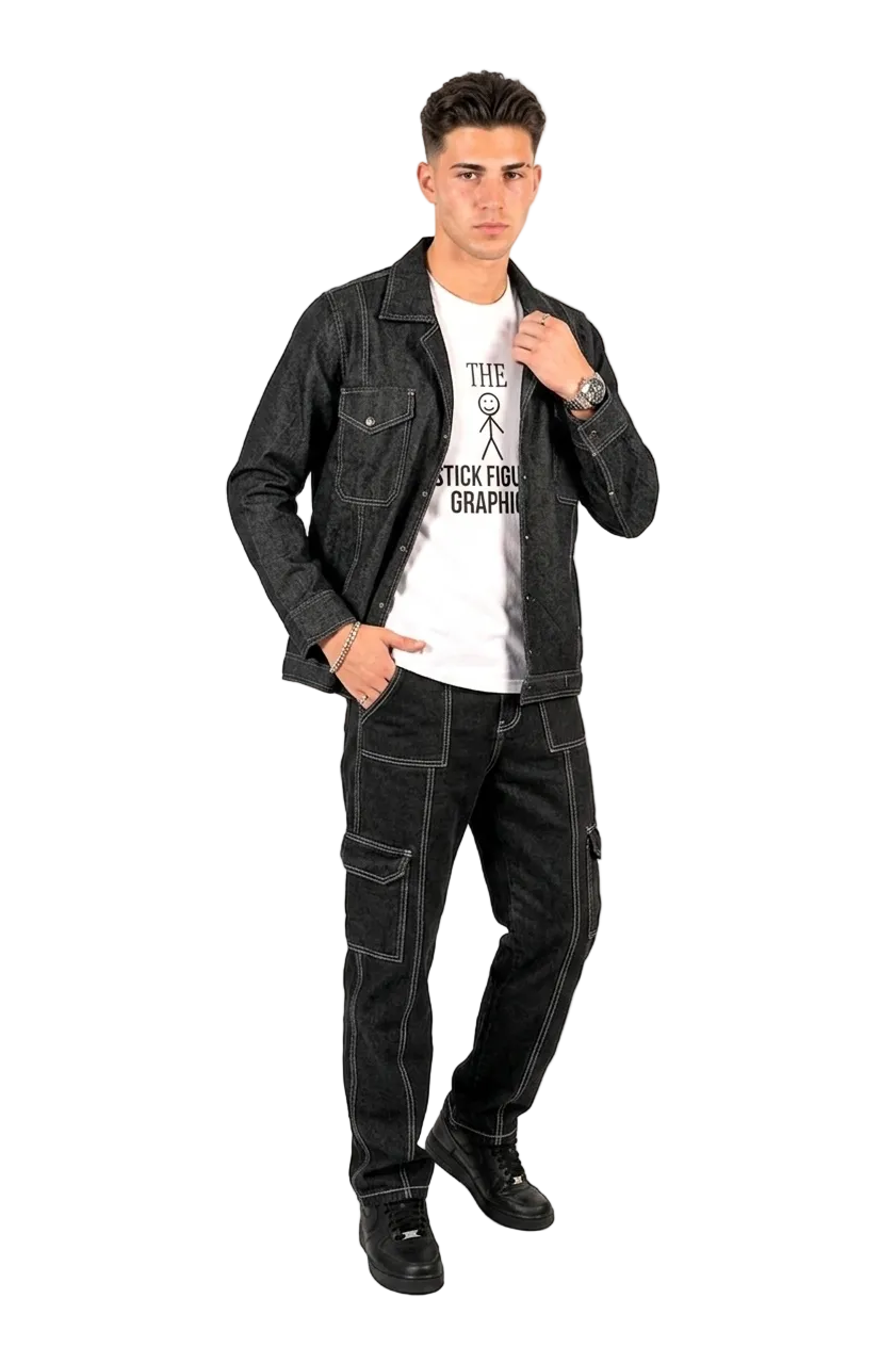 BLACK DENIM JACKET MEN