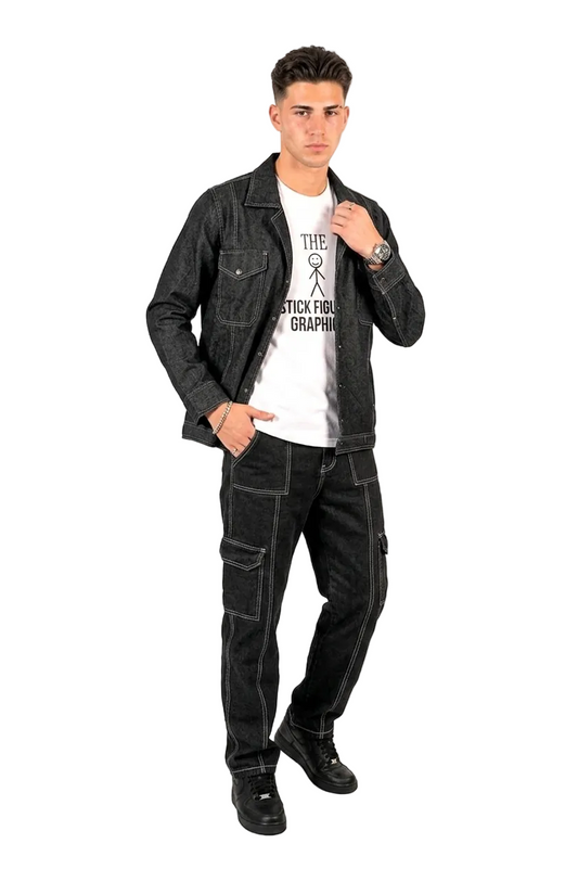 BLACK DENIM JACKET MEN
