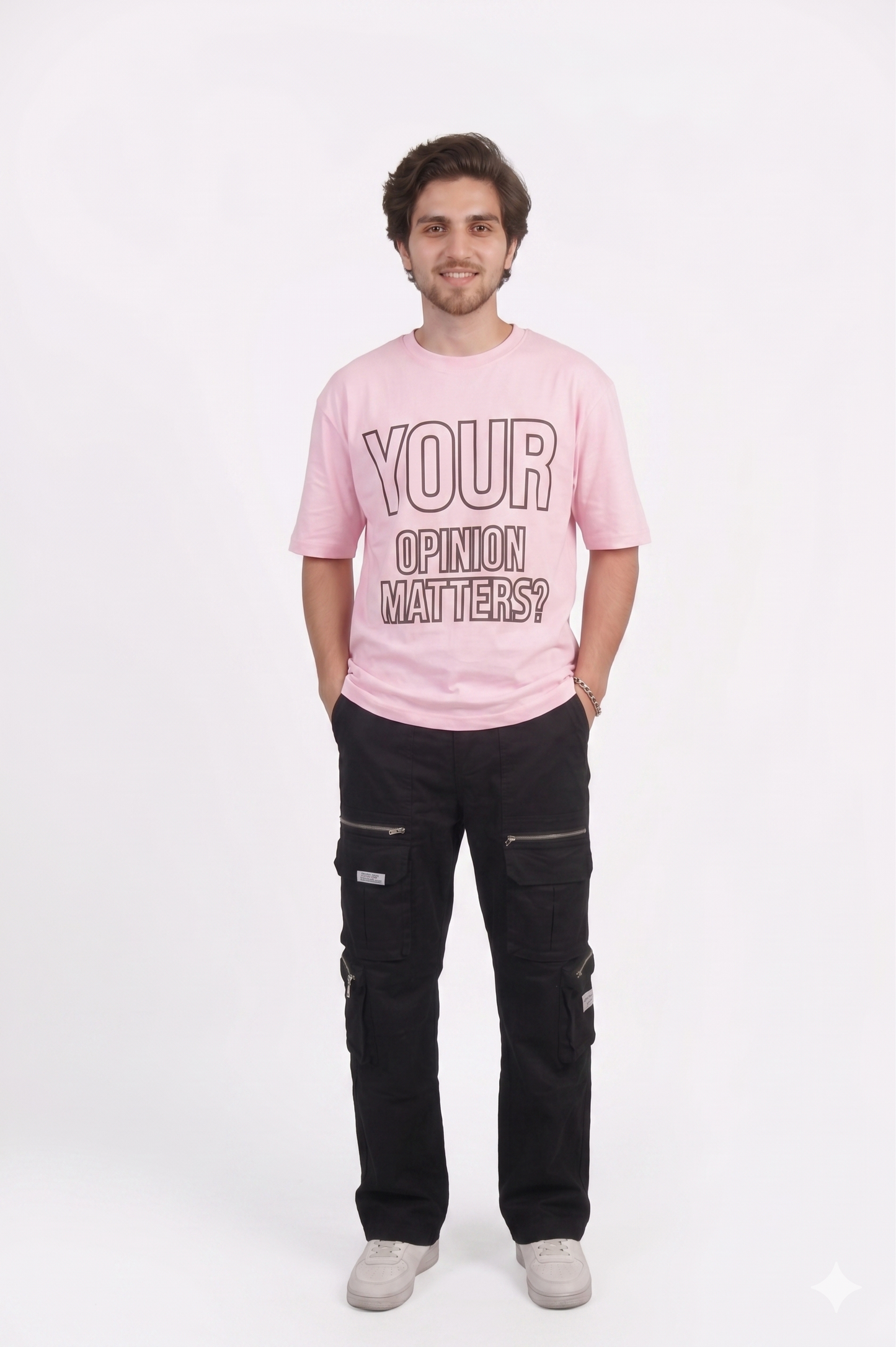 Baby pink opinion oversized t-shirt