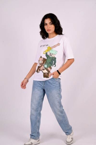 White minecraft oversized t-shirt