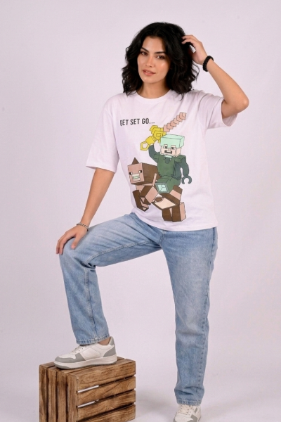 White minecraft oversized t-shirt